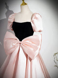 A-Line Satin Long Prom Dress, Pink Long Formal Dress HZ1024