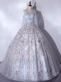 Tulle Sequin Lace Long Prom Dress, Lace Long Formal Dress HZ1024