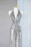 Sequins Sheath V-Neck Long Prom Dress Shiny Evening Dress HZ1024