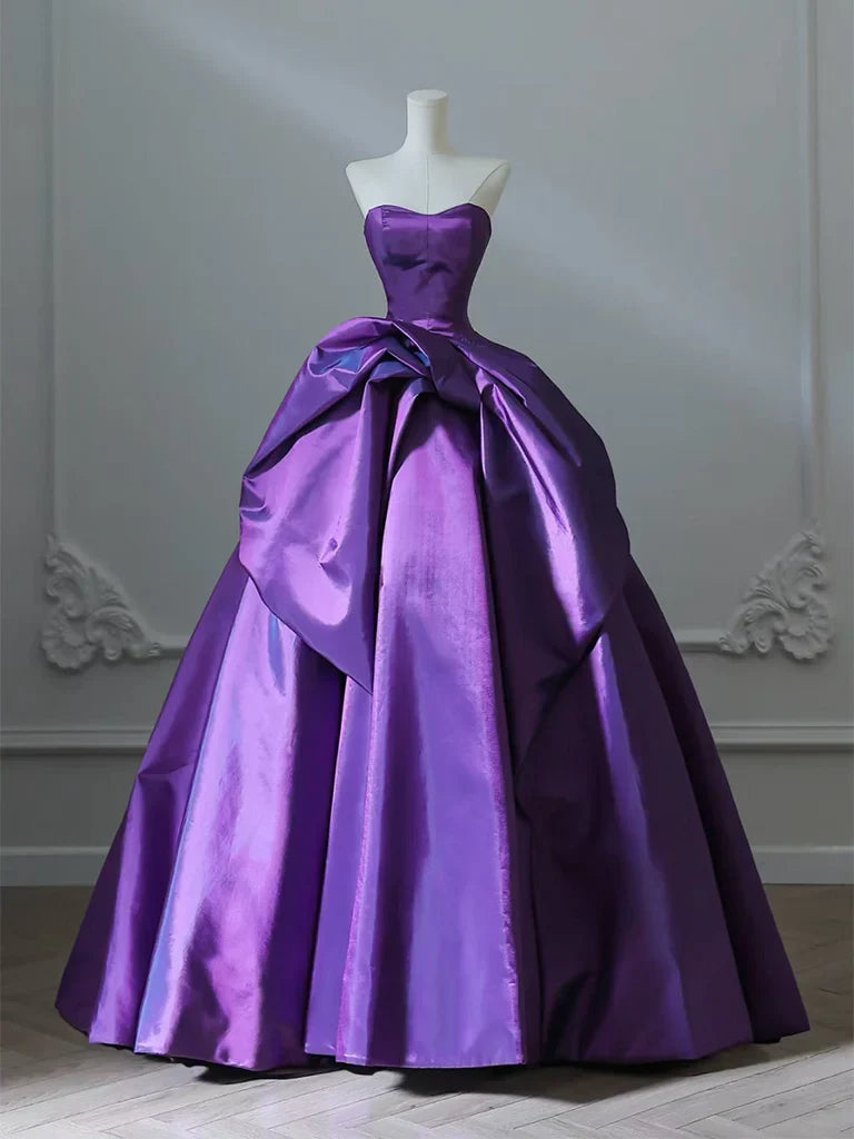 Satin Purple Long Prom Dress?? Sweetheart Evening Gown for Special Ocassion Quinceanera Dress HZ1024