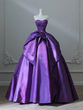 Satin Purple Long Prom Dress?? Sweetheart Evening Gown for Special Ocassion Quinceanera Dress HZ1024