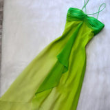 Gradient Green Spaghetti Straps Sheath Chiffon Short Party Dress HZ1024