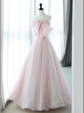Pink Organza Long Prom Dress, Pink Long Formal Dress HZ1024