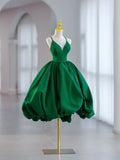 Neck Satin Green Prom Dress, Green Formal Evening Dresses HZ1024