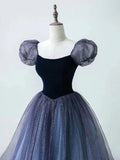 A-Line Tulle Long Prom Dress, Purple Formal Dress HZ1024