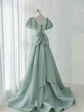 Green Satin Long Prom Dresses, Green Formal Evening Dresses HZ1024