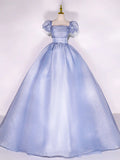 Tulle Long Prom Dress, Tulle Blue Sweet 16 Dress HZ1024