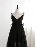 Black Tulle Long Prom Dresses, Black Formal Evening Dresses HZ1024