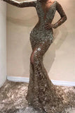 V-neck Mermaid Tulle Long Prom Dresses, Open Back Formal Evening Dresses HZ1024